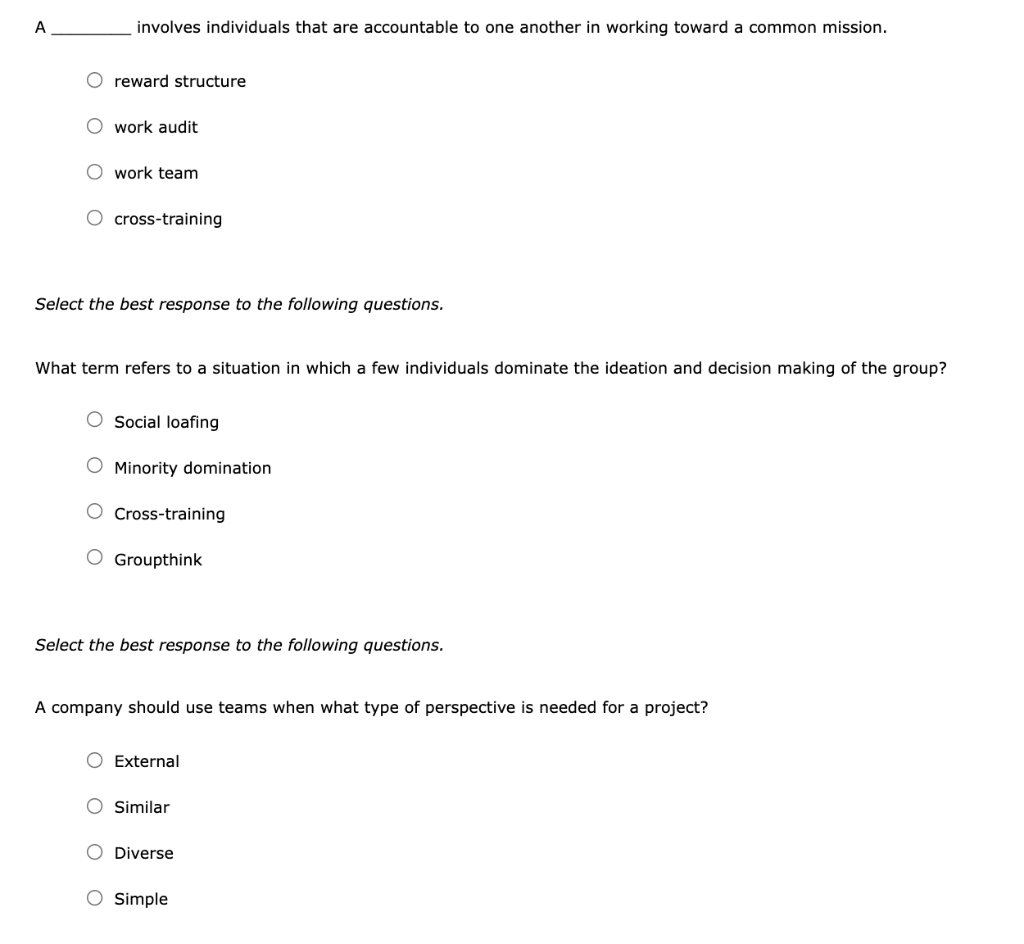 A involves individuals that are accountable to