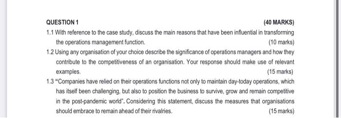 SECTION A [40 MARKS] Read the case study below