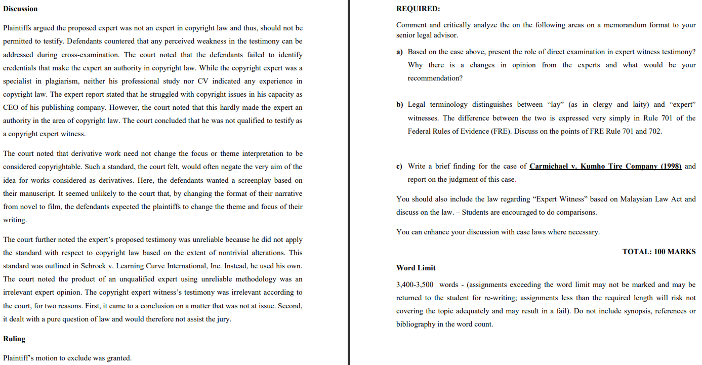 INSTRUCTIONS: Answer all the Questions The court