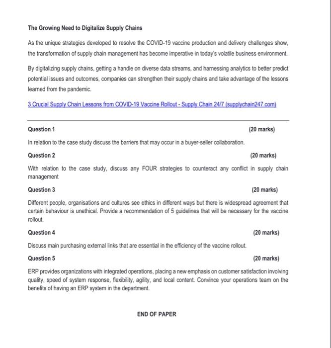 Info in the case study Read the case study below