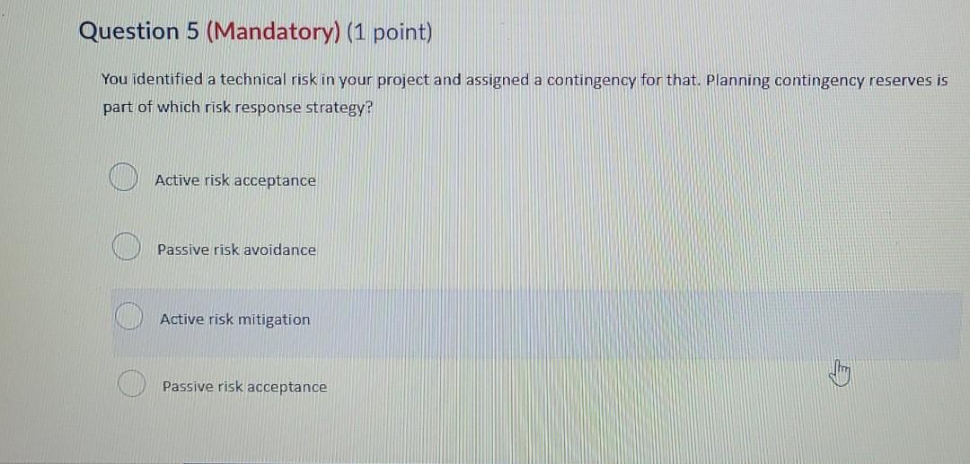 When is passive risk acceptance an appropriate