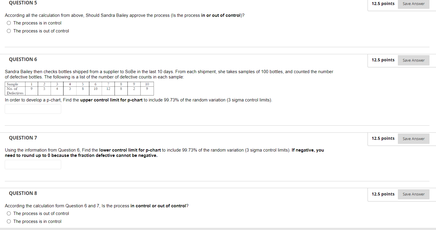 Please answer 5-8! Thank you! QUESTION 5 12.5