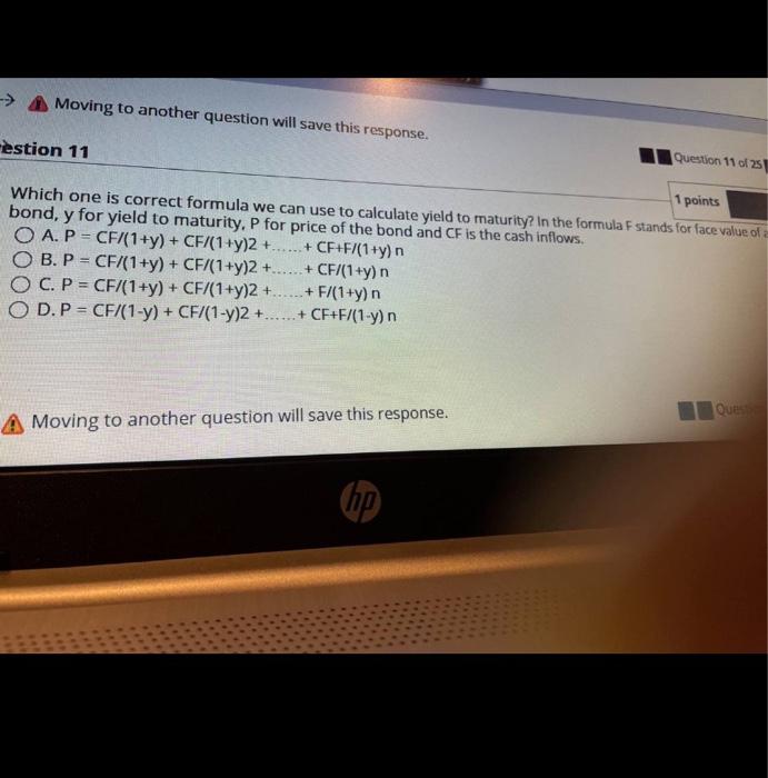 -> Moving to another question will save this