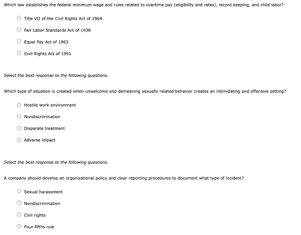 Which law establishes the federal minimum wage