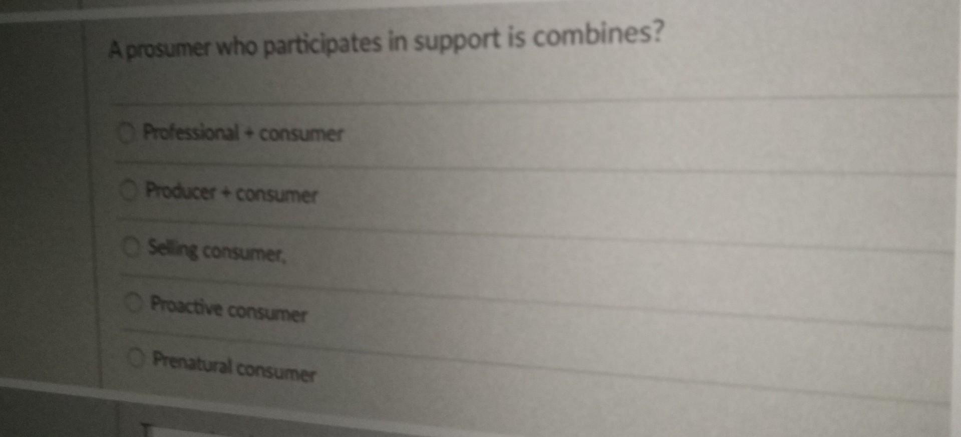 A prosumer who participates in support is