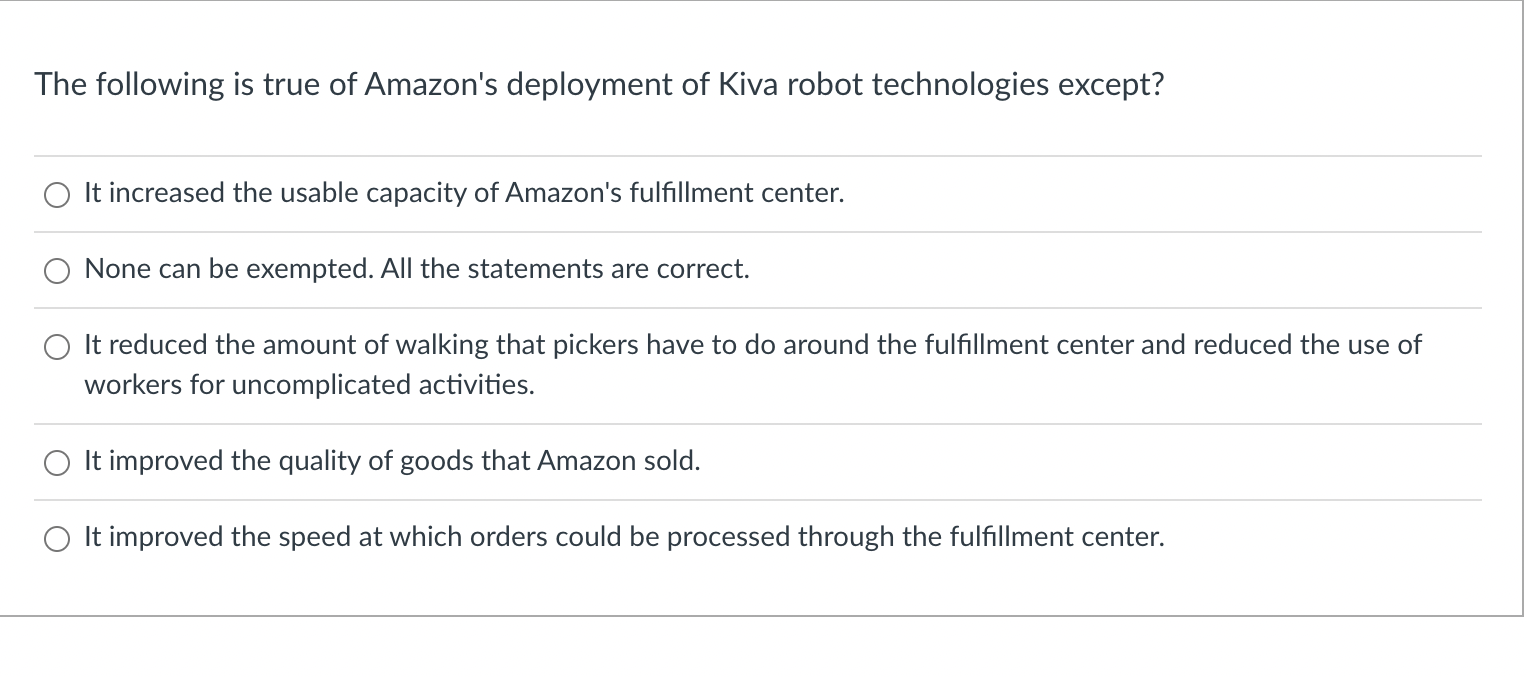 The following is true of Amazon's deployment of