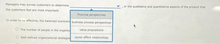 Use your knowldge of the balanced scorecard to