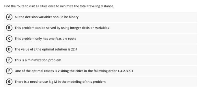 A traveling salesman problem with 5 cities needs