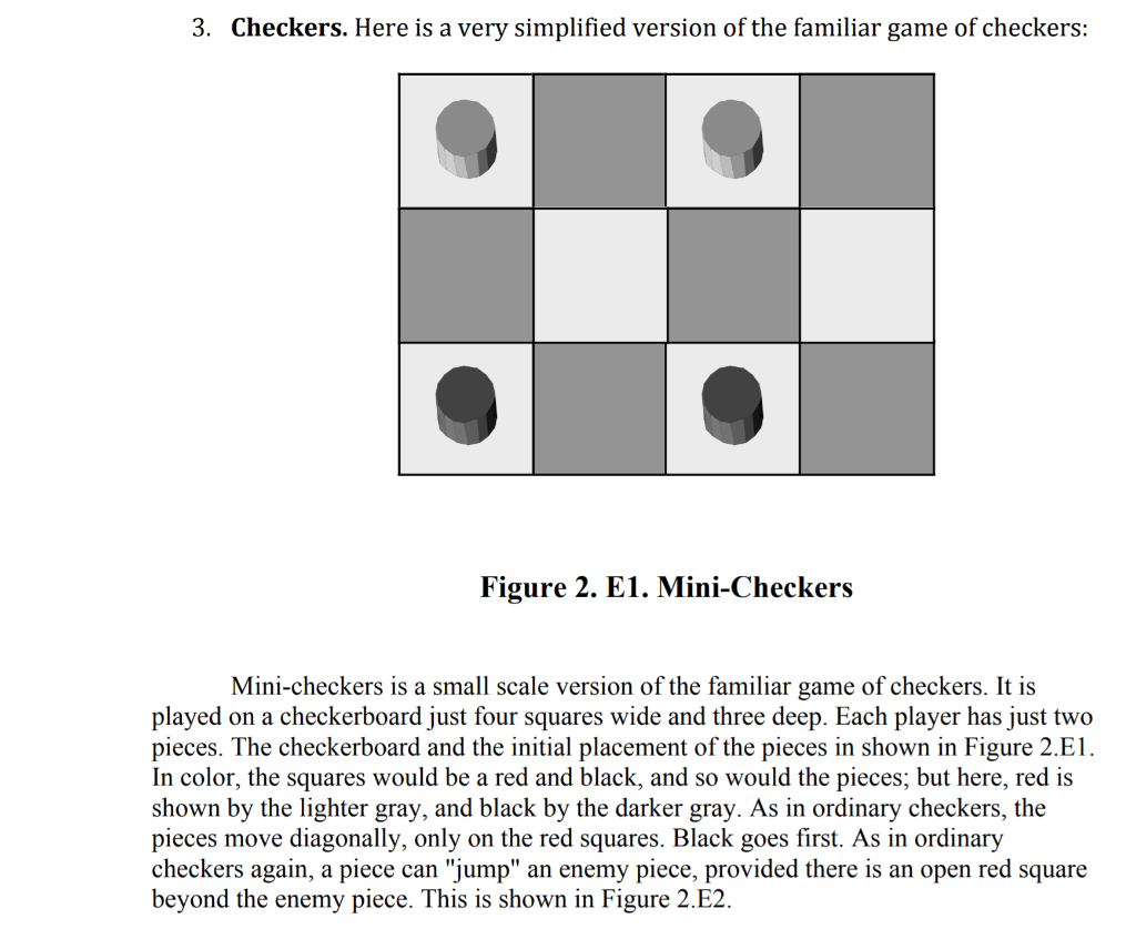 3. Checkers. Here is a very simplified version of
