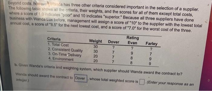 Beyond costs, howeve Wanda has three other