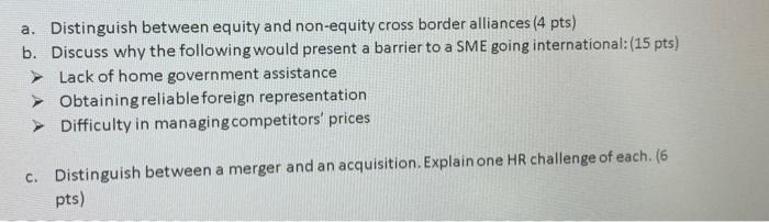 a. Distinguish between equity and non-equity