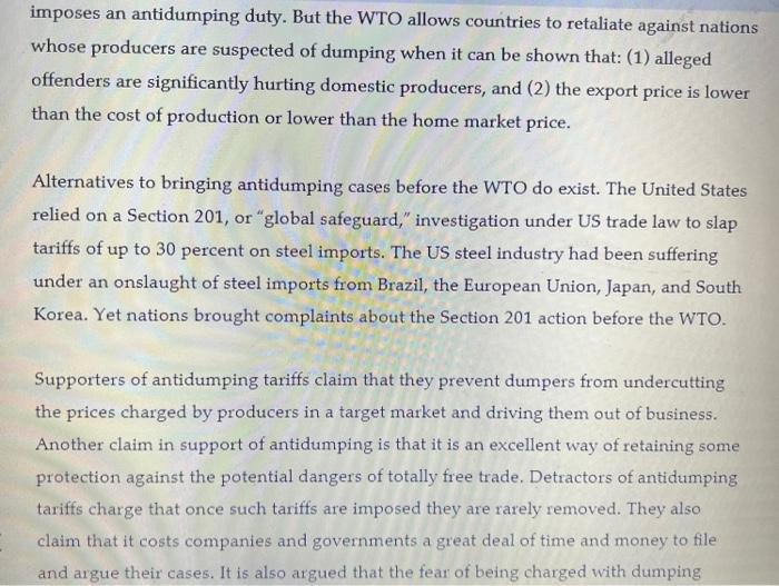 Please answer all 3 questions Down with Dumping