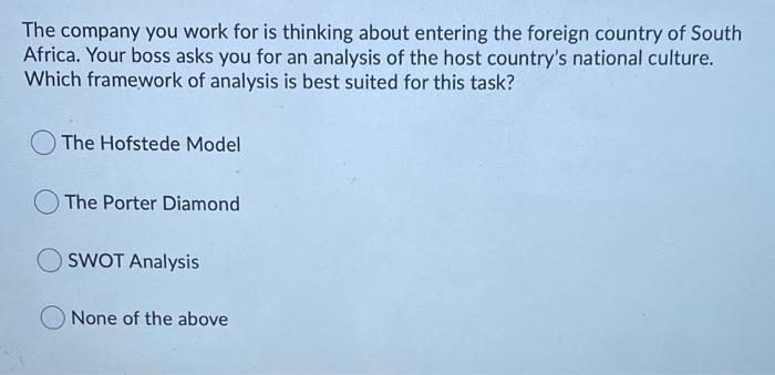 The company you work for is thinking about