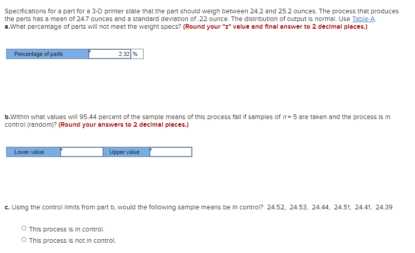 Specifications for a part for a 3-D printer state