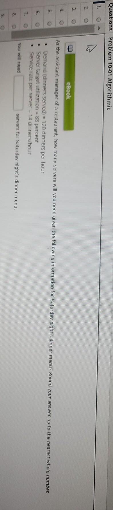 Questions Problem 10-01 Algorithmic 1. 1 . 2. 3.
