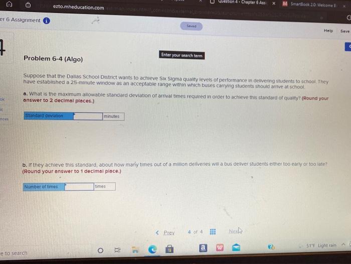 Question 4 . Chapter 6 Ass X ezto.mheducation.com