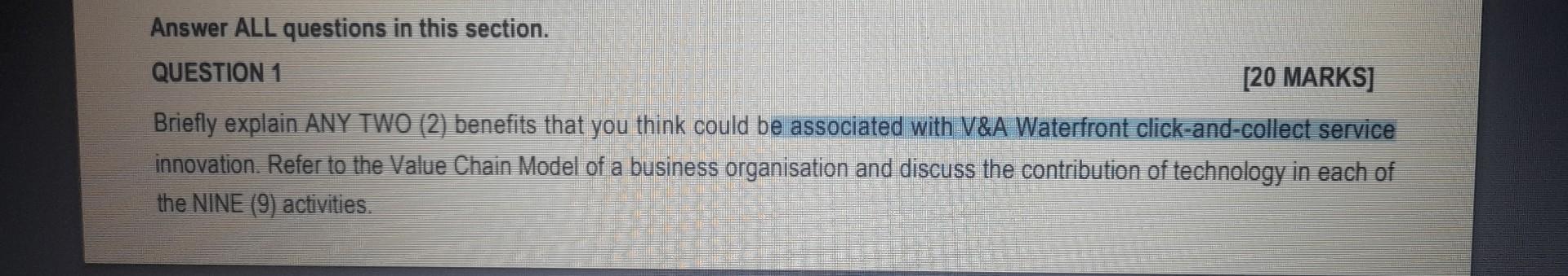 Answer ALL questions in this section. QUESTION 1