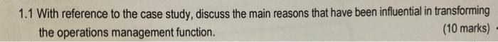 1.1 With reference to the case study, discuss the