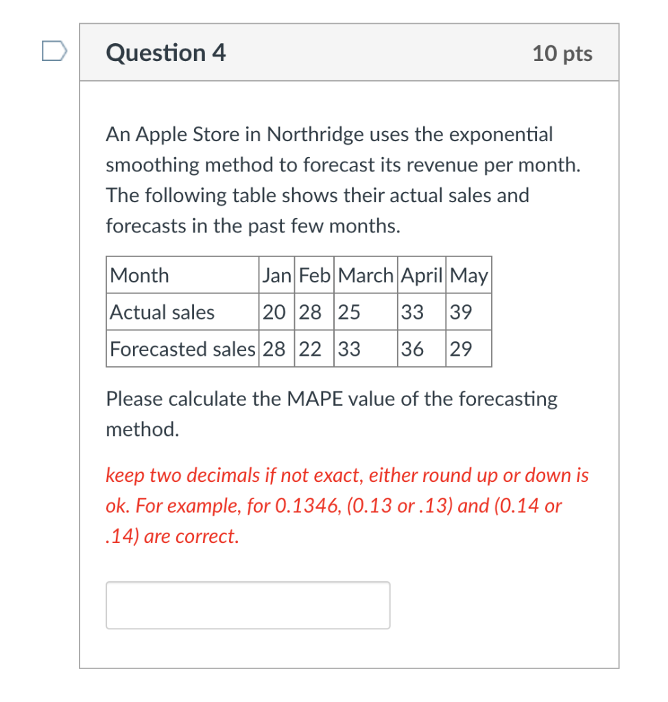 Example Question 4 10 pts An Apple Store in