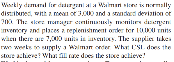 please use excel Weekly demand for detergent at a