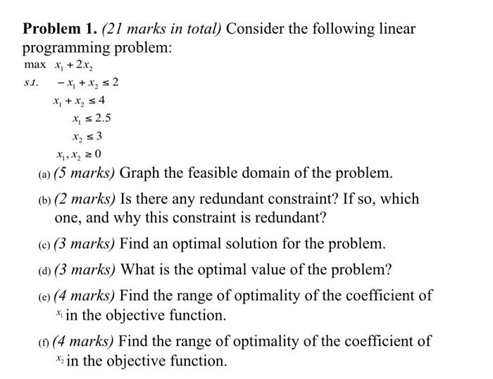intro management to science Problem 1. (21 marks