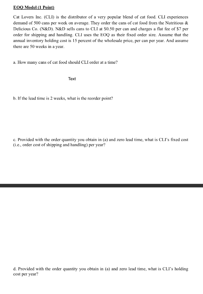 PLEASE complete a-d. I cannot figure this out at