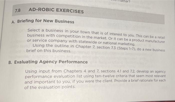 atter? 7.8 AD-ROBIC EXERCISES A. Briefing for New