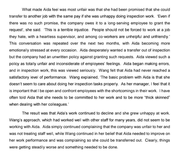 Aida's Appeal for Lateral Transfer ( 25 marks)