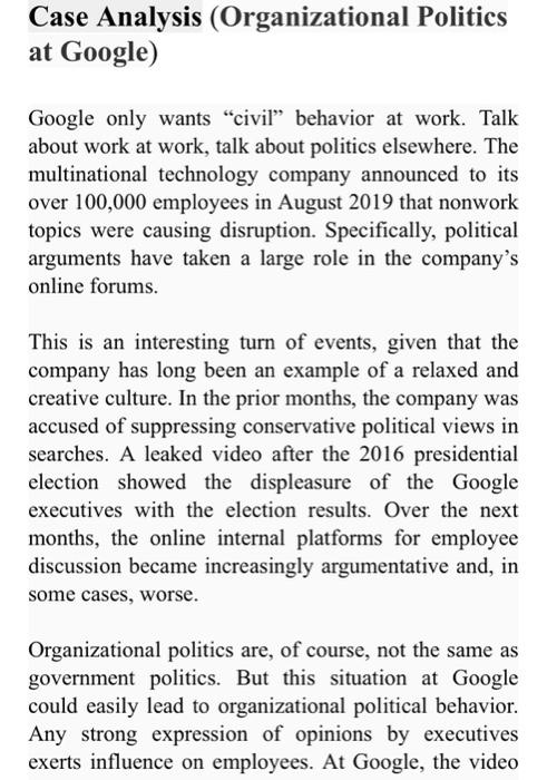 at Google) Google only wants "civil" behavior at