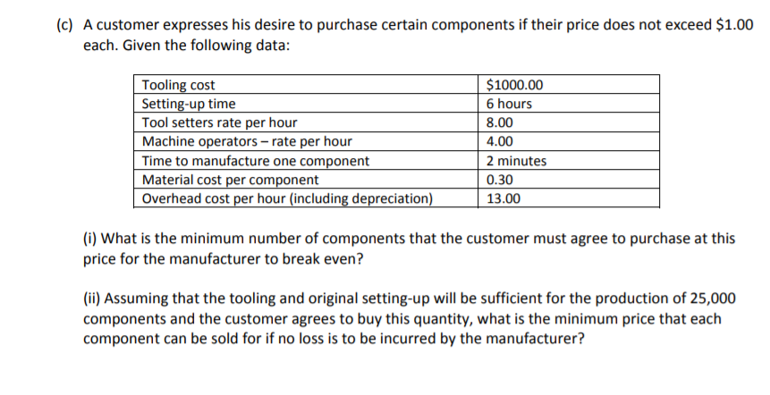 (c) A customer expresses his desire to purchase