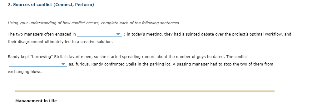 2. Sources of conflict (Connect, Perform) Using