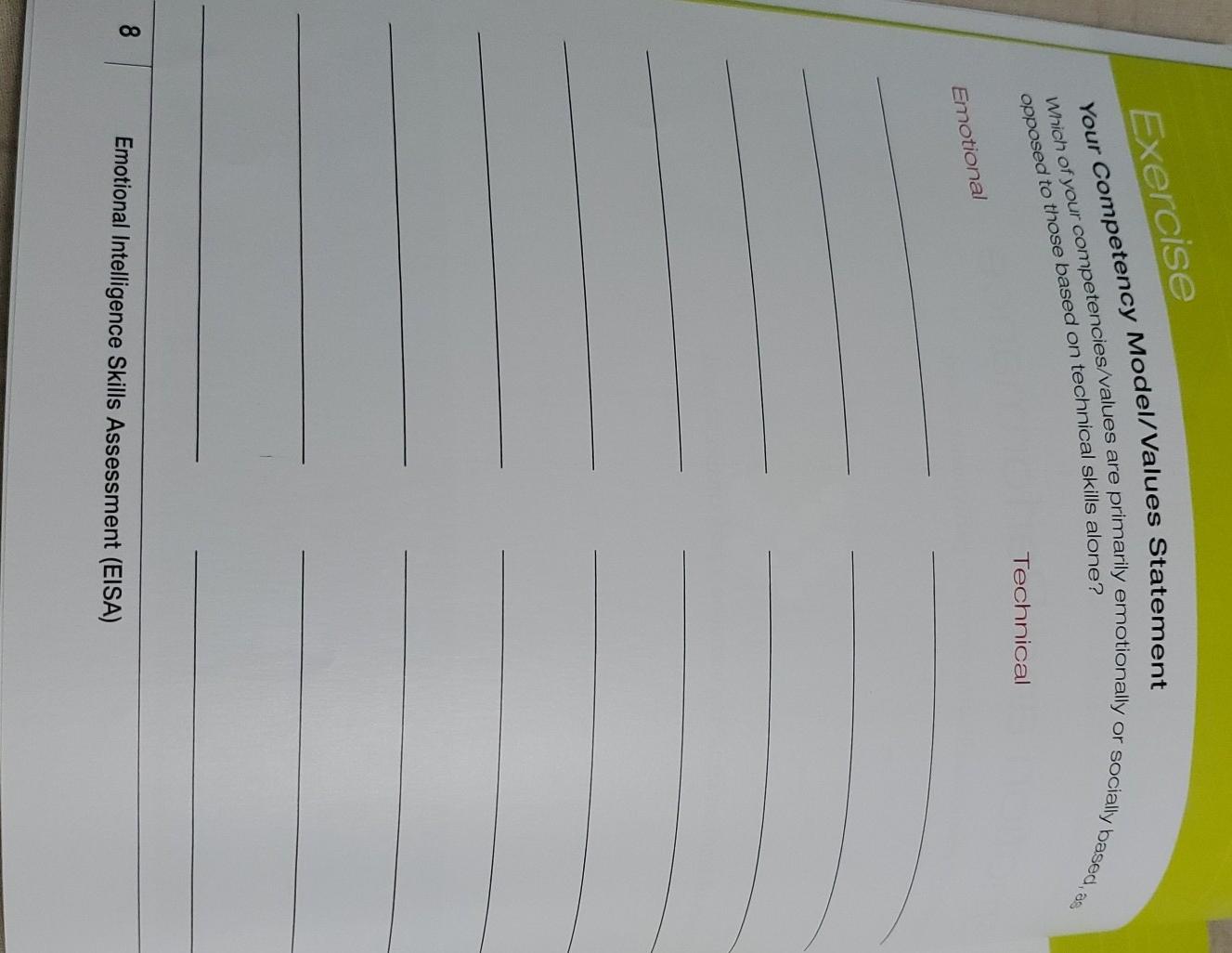 Exercise Which of your competencies/values are