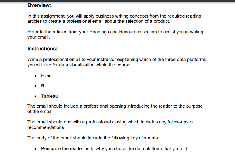 * Please use Excel as the data platform * In this