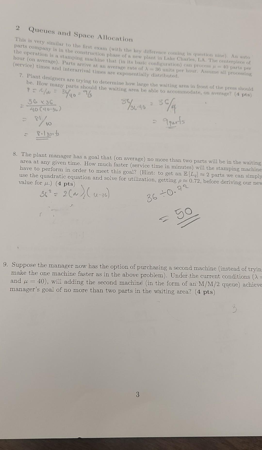 pls answer number 9 2 Queues and Space Allocation