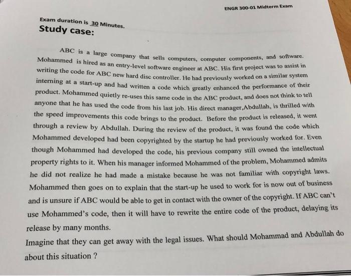 engineering ethics Study case: ABC is a large