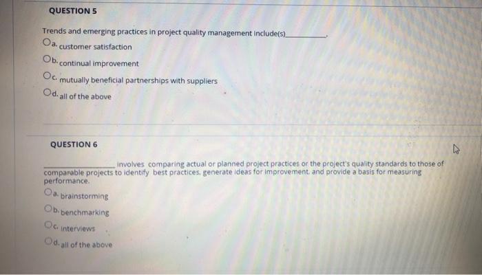 QUESTION 5 Trends and emerging practices in