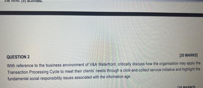 QUESTION 2 [20 MARKS] With reference to the