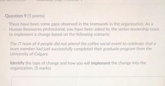 answer. - Question 9 (5 points) There have been