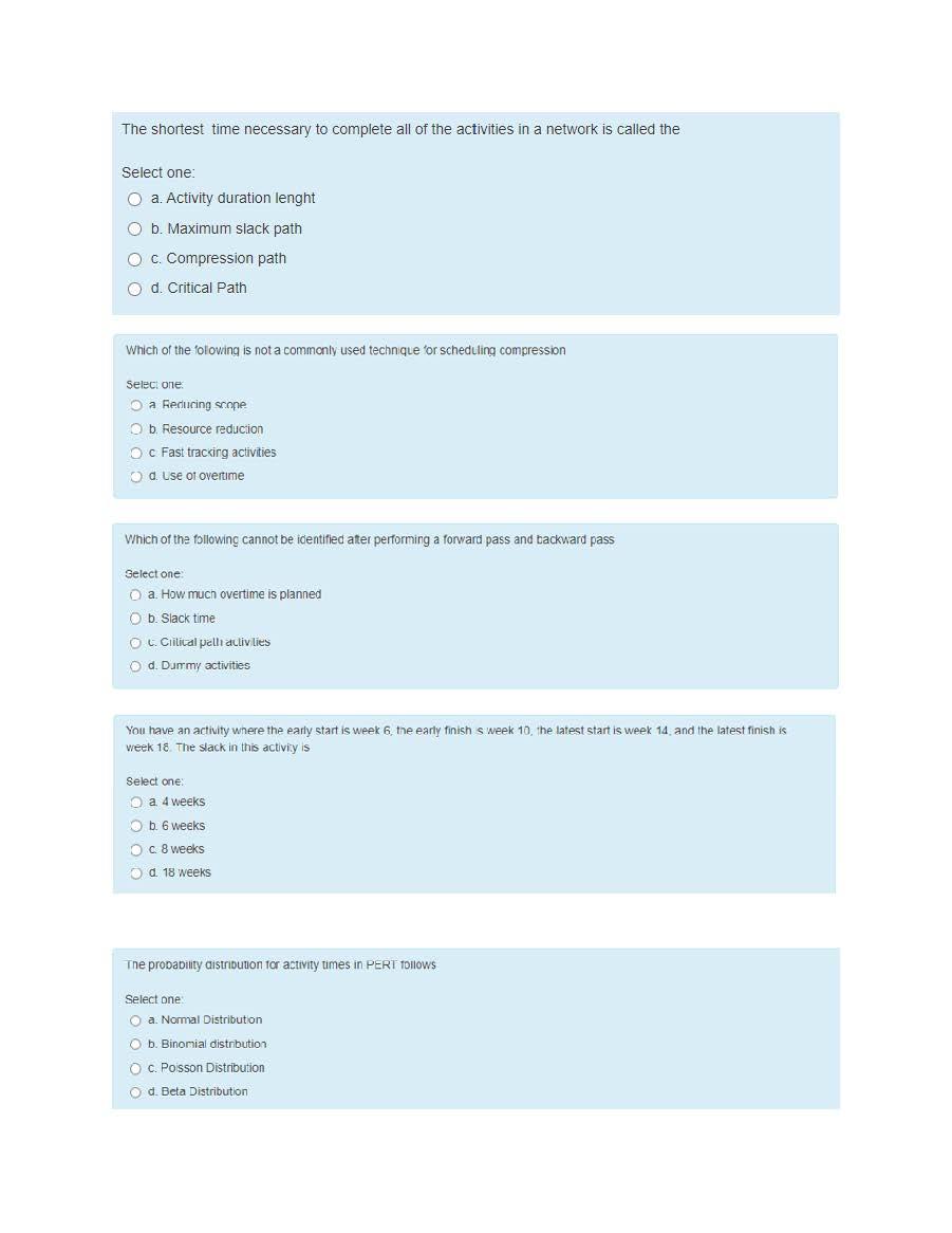 The shortest time necessary to complete all of