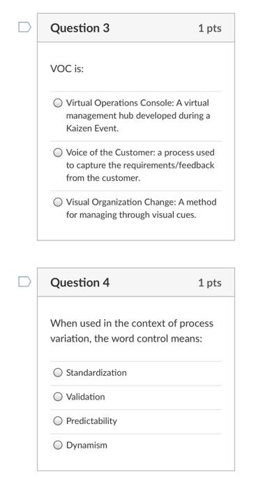 Question 1 1 pts SIPOC / COPIS stands for: Clear