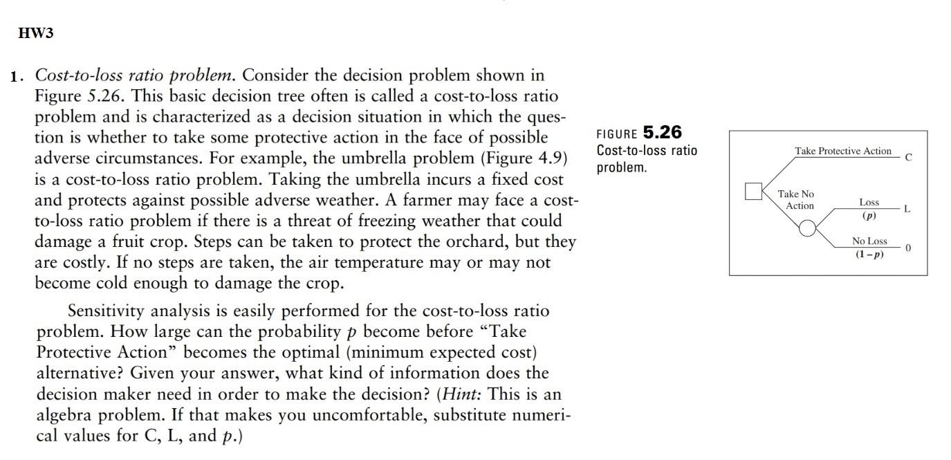 HW3 FIGURE 5.26 Cost-to-loss ratio problem. Take