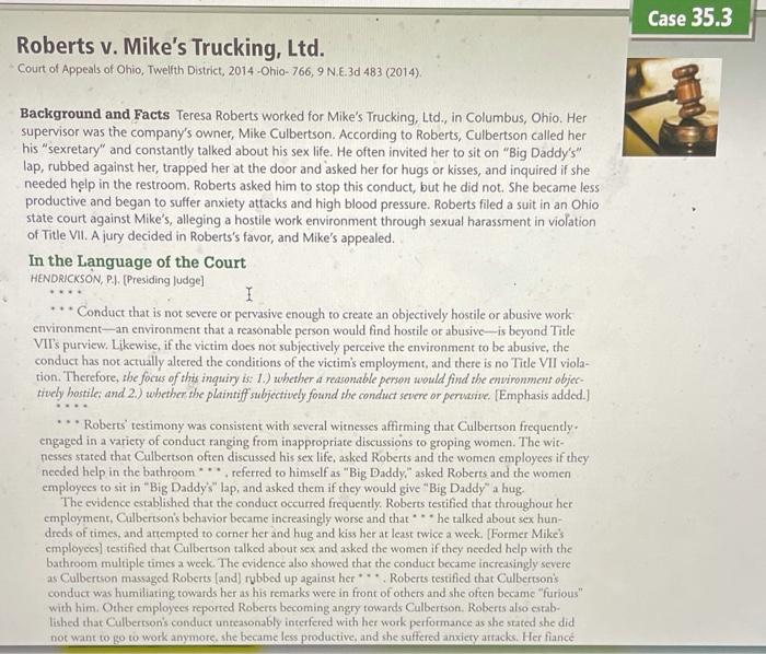 can you write a summary of case study 35.3? Case