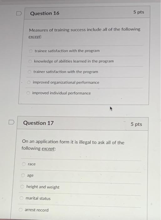 Measures of training success include all of the