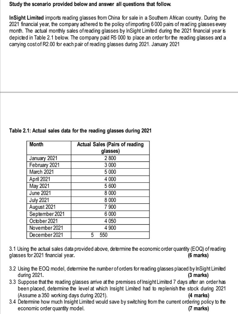 Study the scenario provided below and answer all