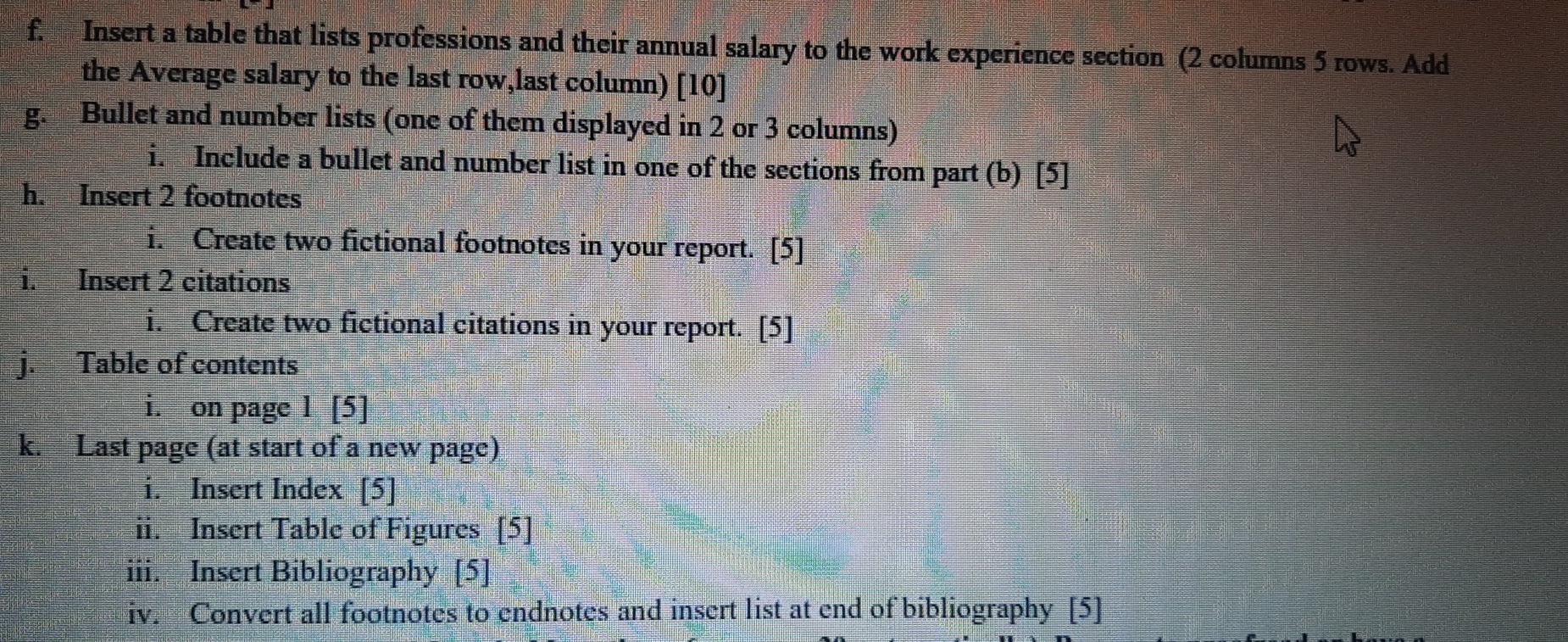 1. Create a Professional report using Microsoft