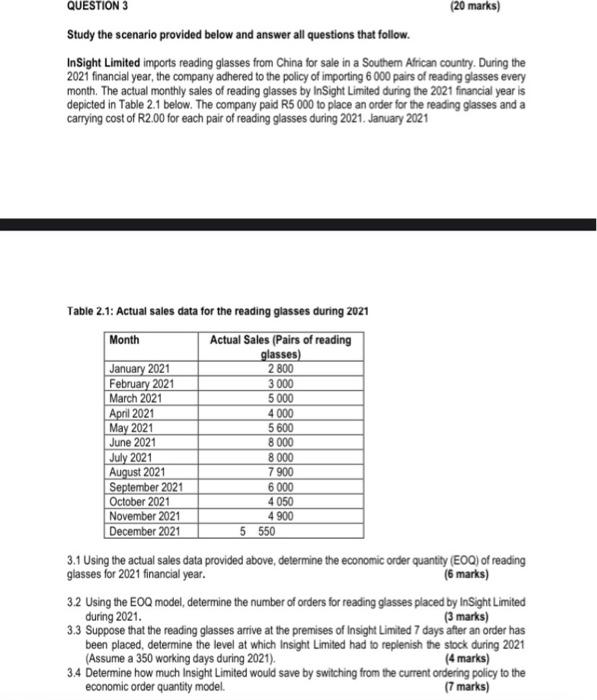 Study the scenario provided below and answer all