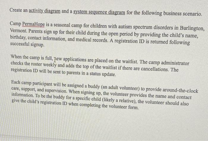 Create an activity diagram and a system sequence