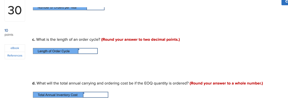 30 Problem 12-2 (Algo) 10 points A local