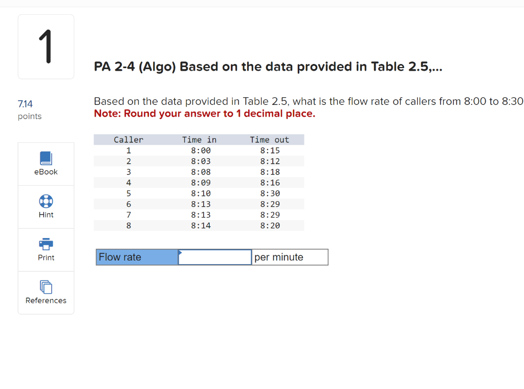 Based on the data provided in Table 2.5, what is