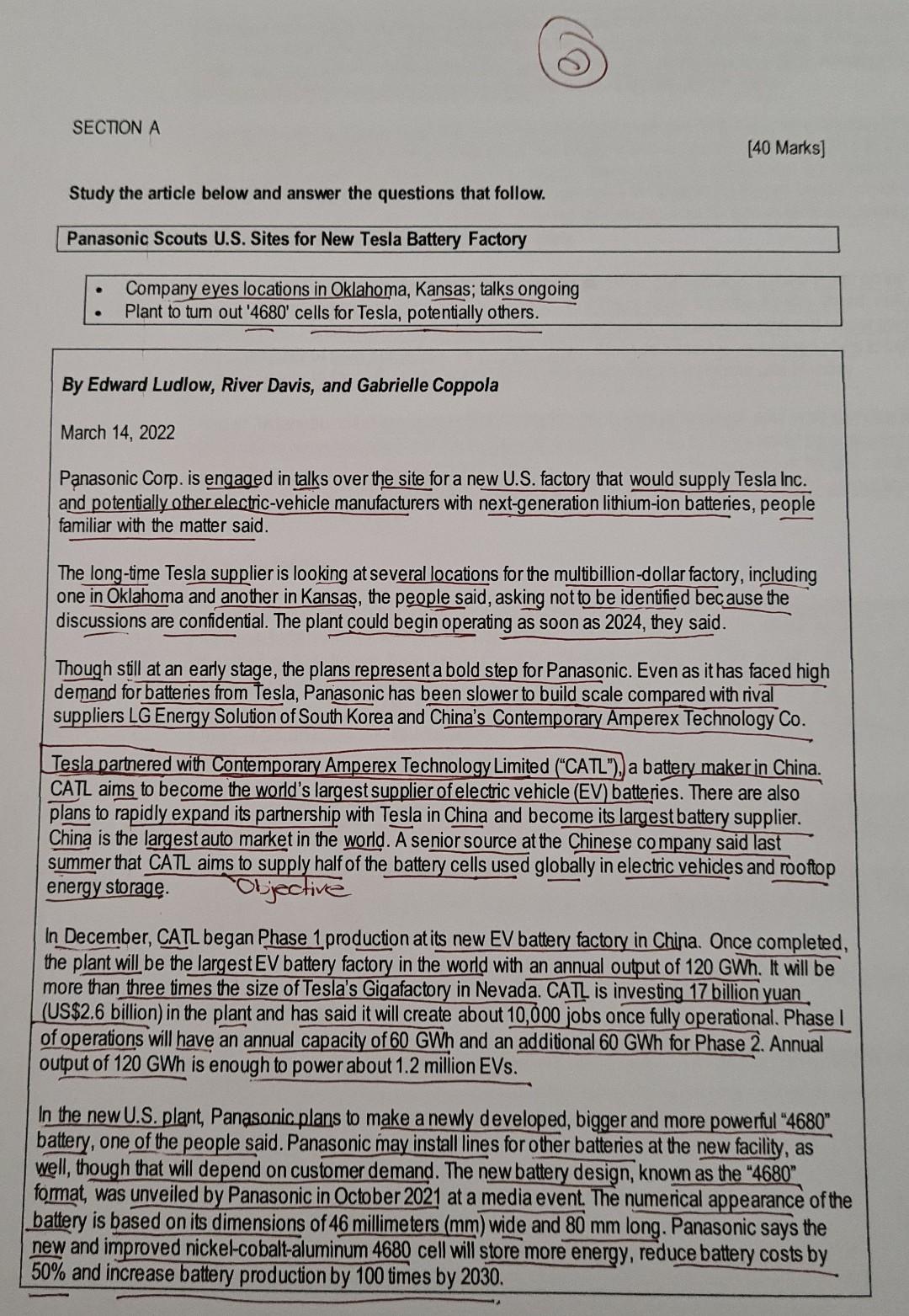 SECTION A [40 Marks] Study the article below and